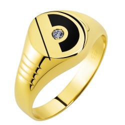 Χρυσό ανδρικό δαχτυλίδι Κ14 με σμάλτο